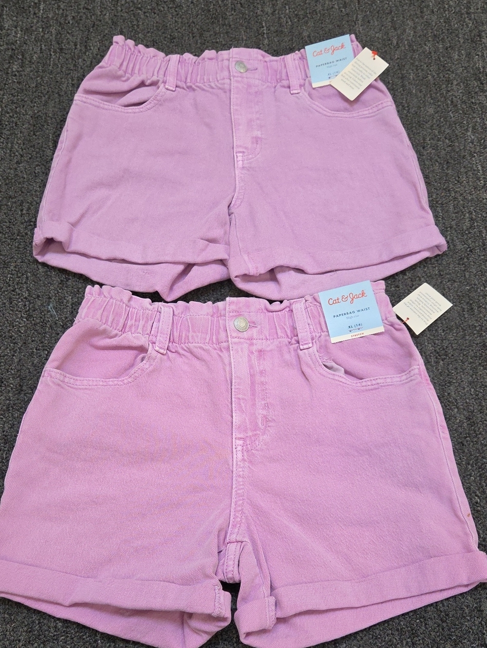 (#1C) Cat & Jack Lilac Elastic-Waist Denim Shorts - Set of 2